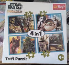 Image of Star Wars The Mandalorian 4 In 1 Jigsaw Puzzle Brand New Sealed Disney Trefl