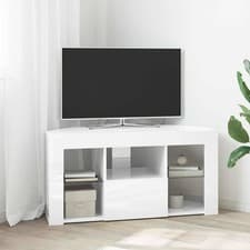 Image of Corner LED TV Cabinet High gloss White 100 x 40 x 50 cm