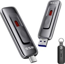 Image of SSK 128GB Portable SSD External Drive, up to 560 MB/s read, with Sliding Dual-D