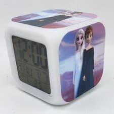 Image of Elsa & Anna 7 Color Chang Night Light Digital Alarm Clock #04