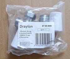 Image of Drayton TRV4 Chrome 15mm Replacement Angled Lockshield ONLY With White Cap
