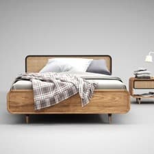 Image of Rattan Bed Frame | Low Footboard | Solid Teak Frame 5' King Size Retro NEW BT055