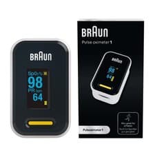 Image of Braun Pulse Oximeter 1 - Accurate Blood Oxygen Finger Monitor Black and white 