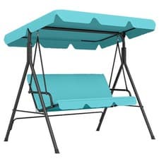 Image of Outsunny Outdoor Metal Hammock Swing Chair 3-Seater Patio Bench Garden Grey