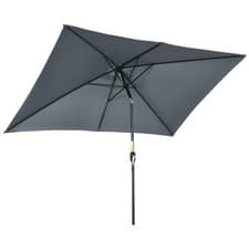 Image of Outsunny 3x2m Patio Parasol Canopy Tilt Crank 6 Ribs Sun Shade Garden Dark Grey