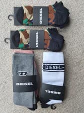 Image of 11 PAIRS Genuine DIESEL LOW CUT & CREW SOCKS 2.5-5 35-38 Camouflage White Slf21