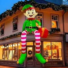 Image of 8FT Christmas Inflatables Outdoor Decorations, Christmas Inflatable Sitting Elf