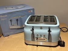 Image of DENTS AND SCRATCHES Swan ST19029BLU Retro 4 Slice Toaster, 7 Browning Levels