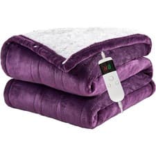 Image of Electric Blanket 130X160cm Heated Throw 10 Heat Timer Washable Purple