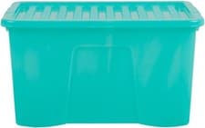 Image of Plastic Storage Box W/ Lid Wham Crystal 60L Container- Tint Spearmint (Set of 5)