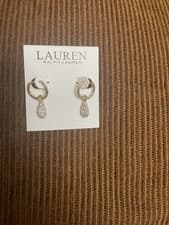 Image of Lauren Ralph Lauren Gold-Tone Earrings With Diamantés Including Dust Bag