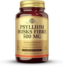 Image of Solgar Psyllium Husks Fibre 500mg 200 Vegetable Capsules Vegan Gluten Dairy Free