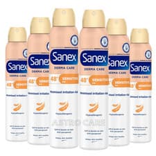 Image of 6 x 200ml Sanex Dermo Sensitive 48H Anti Perspirant Deodorant Anti-irritation