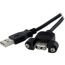 Image of Startech 1 Ft Panel Mount Usb Cable A To A F/M 1 X Type A Male Usb 1 X Type A Fe