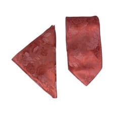 Image of William Turner Shadow Floral Peach Tie and Pocket Square Set NEW