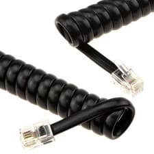 Image of Telephone Handset Coiled Cord RJ10 4P4C Cable Lead Black/White 2m/3m/5m/6.4m