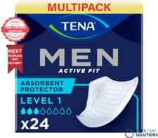 Image of TENA Men Level 1 Absorbent Protector- 3 Packs of 24 - 72 Incontinence Pads Total