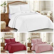 Image of 3 Piece Bedspread Bed Throw Bedding Set Single Double King Quilted Throw & Shams