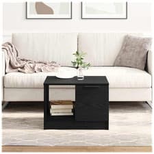 Image of Side table Black oak engineered wood 50x50x36 cm compact minimalist for home