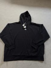 Image of Adidas Mens 4XL Hoodie Sweatshirt Pullover Black Chest Logo NEW Big & Tall NWT