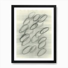 Image of charcoal drawing abstract oval circ Framed Wall Art Poster Canvas Print Picture