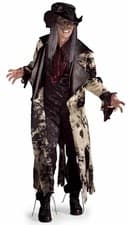 Image of Bad Hatter Mad Alice Gothic Scary Zombie Fancy Dress Halloween Adult Costume