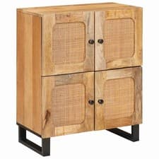 Image of vidaXL Sideboard with Storage Brown 60 x 33 x 75 cm Solid Mango Wood, Modern Rec