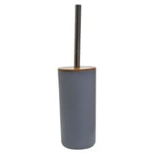 Image of Canyon Grey Toilet Brush & Holder Sleek Bamboo Toilet Bathroom Cleaner Tool Set