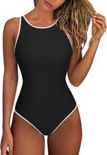 Image of RXRXCOCO High Neck Slimming Swimming Costume Women Cross Back Tummy Control Swi