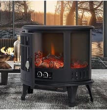 Image of INMOZATA Electric Fire Stove Heater 1800W LED Log Flame Thermostat Black