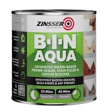 Image of Zinsser Bin Aqua Primer Sealer Stain Killer and Odour Blocker 1L (White Tintable