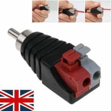 Image of Speaker Wire A/V Cable to Audio Male RCA Connector Adapter Jack Press Plug UK-