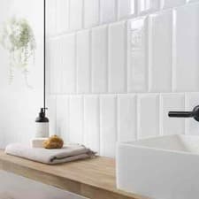 Image of White Metro Wall Tiles Bevelled White Satin / High Gloss 10x30cm 1 box - 0.84sqm