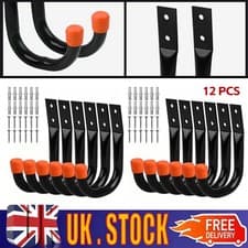 Image of 6/12 Packs Garage Storage Hooks Wall Mount Workshop Organizer Heavy Duty Steel