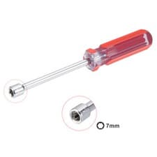 Image of 1PC 7mm Nut Driver, Red Coded Handle with 3.7 Inch Shaft