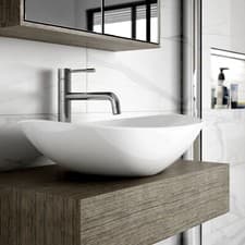 Image of Nuie Oval Shell Countertop Vessel Wash Basin 615mm White Ceramic Bathroom Sink