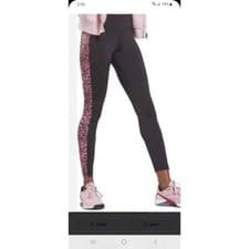 Image of Reebok Workout Ready Modern Safari  Leggings Black Pink Leopard Speedwick M