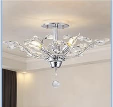 Image of Ganeed Vintage K9 Clear Crystal Chandeliers Ceiling Light Pendant Silver 4 Light