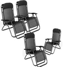 Image of 2x Sun Lounger Zero Gravity Chair Garden Folding Recliner Outdoor Patio