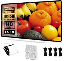 Image of Projector Screen 100 Inch Portable Movie 16:9 HD 4K Foldable Anti-Crease Indoor