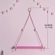 Image of Hanging Wooden Shelf Decorative Storage Rack Wall Floating