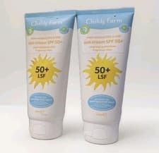 Image of 2x100ml Childs Farm Water Resistant SPF 50+ Sun Cream For Sensitive Skin