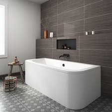 Image of Preor Modern Bathroom Double Ended Curved Back To Wall Bath - 1700 x 750