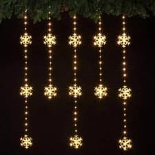 Image of Noma Snowflake Curtain Lights 0.9m x 1.2m 234 Warm White LED's Christmas Lights