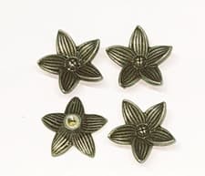 Image of SET OF 4 BRASS EFFECT LOTUS STAR VINTAGE BOHEMIAN RETRO DRAWER CABINET KNOBS