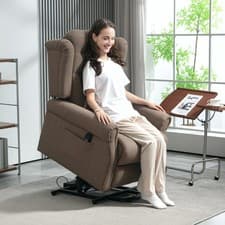 Image of Fabric Lift Recliner Chair, Button Tufted Power Reclining Armchair Refurbished