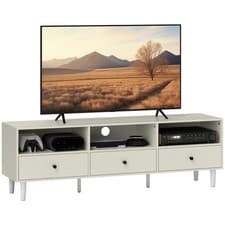 Image of HOMCOM TV Unit, TV Cabinet for up to 75", with Drawers, Shelves, Cream White