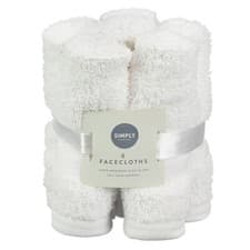 Image of 6pk Simply Everyday Face Cloths Super Absorbent And Quick Drying - White