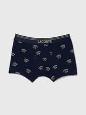 Image of Lacoste 1 Pack All-Over Print Stretch Cotton Trunks - Navy Blue / Yellow