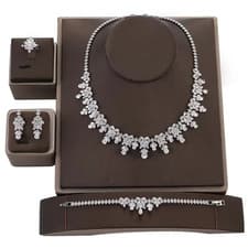 Image of Classic Ladies Wedding Necklace Bracelet Ring Earring High Quality Zirconia BN7
